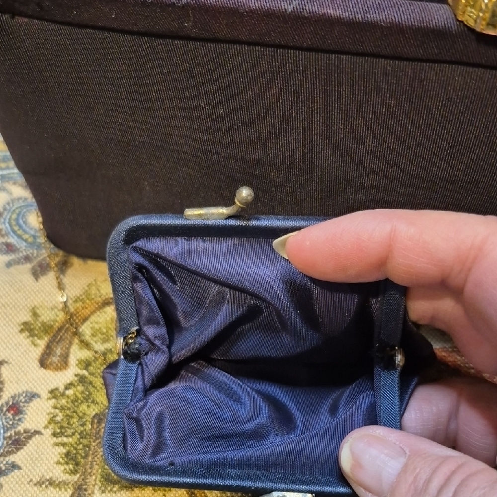 Vintage Dark Navy Clutch with Gold Accent - Picture 5 of 16